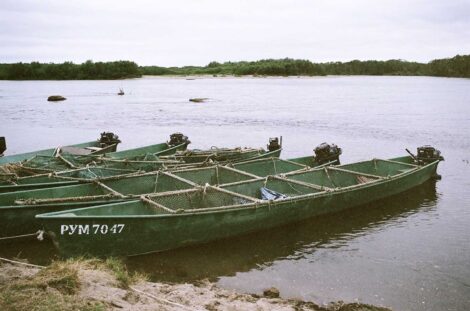 Fishing boats In the town of Ust-Bolsheretsk