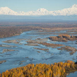 Susitna aerial with Denali in background