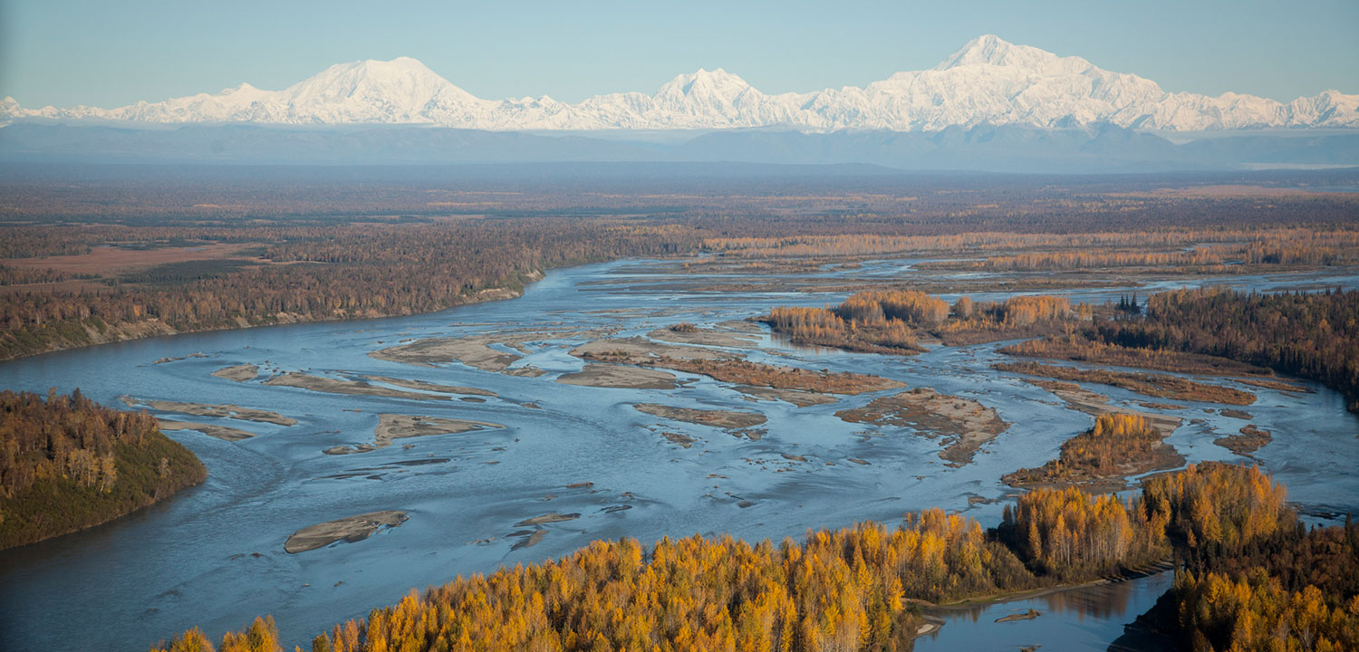 Susitna aerial with Denali in background
